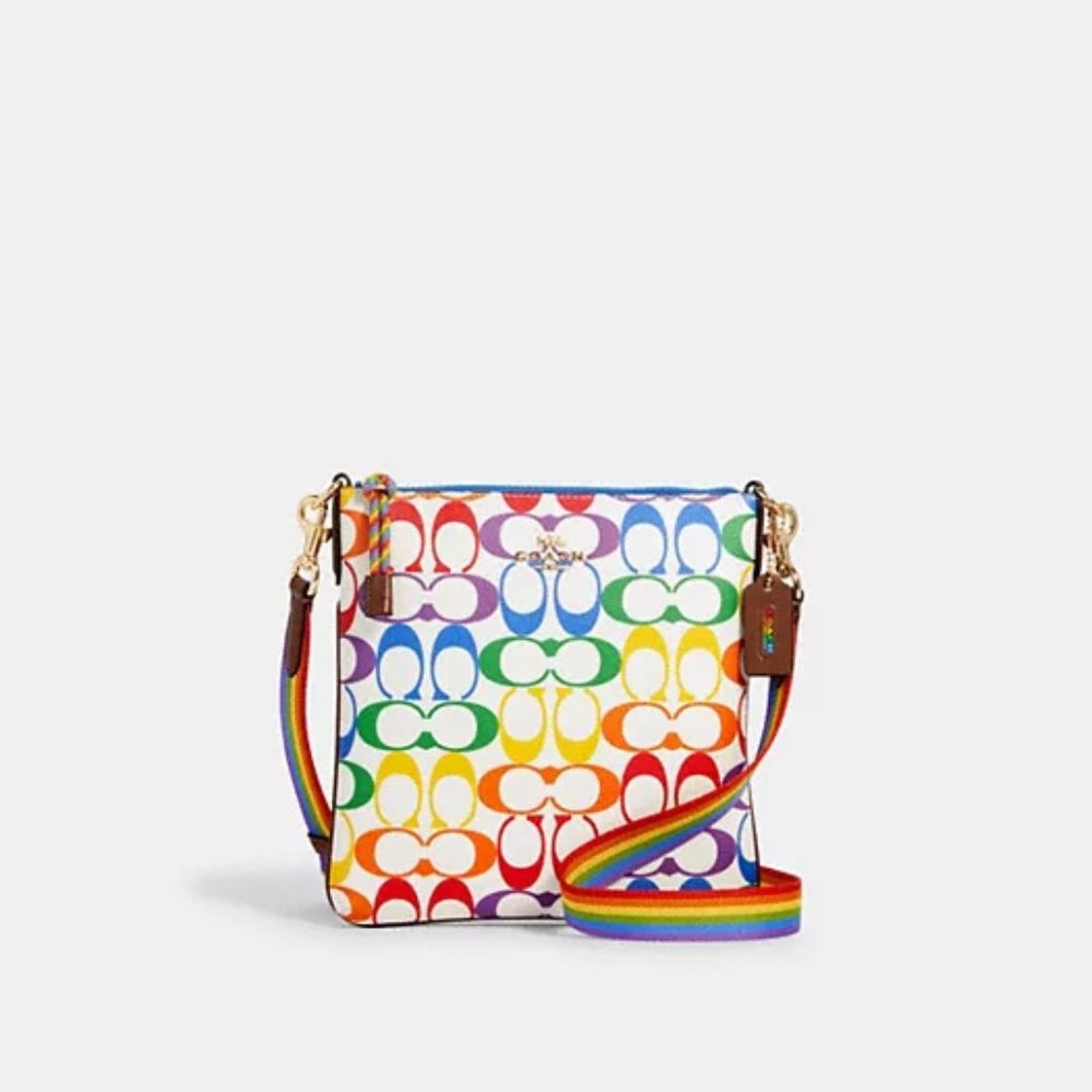 Jes Slim Crossbody In Rainbow Signature Canvas